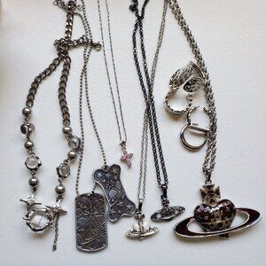 faux silver jewelry bundle necklaces rings